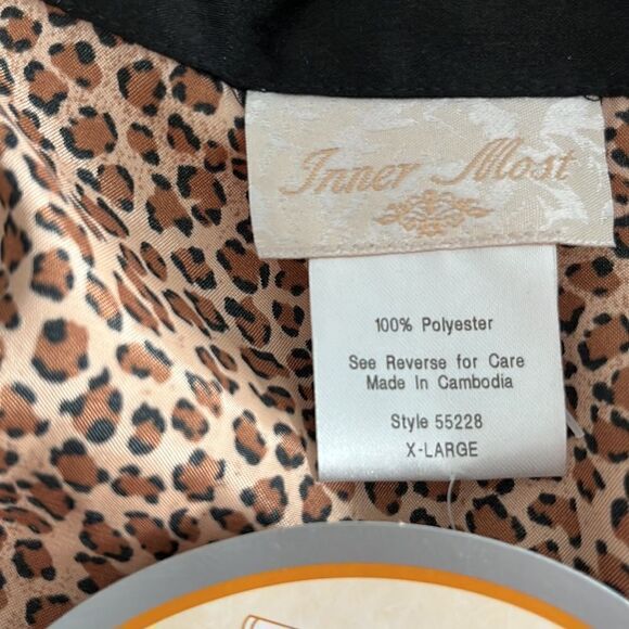 Inner Most Leopard Print Silky W/Black Satin Trim 2-PcPajama Set Oversized NWT - Picture 8 of 9